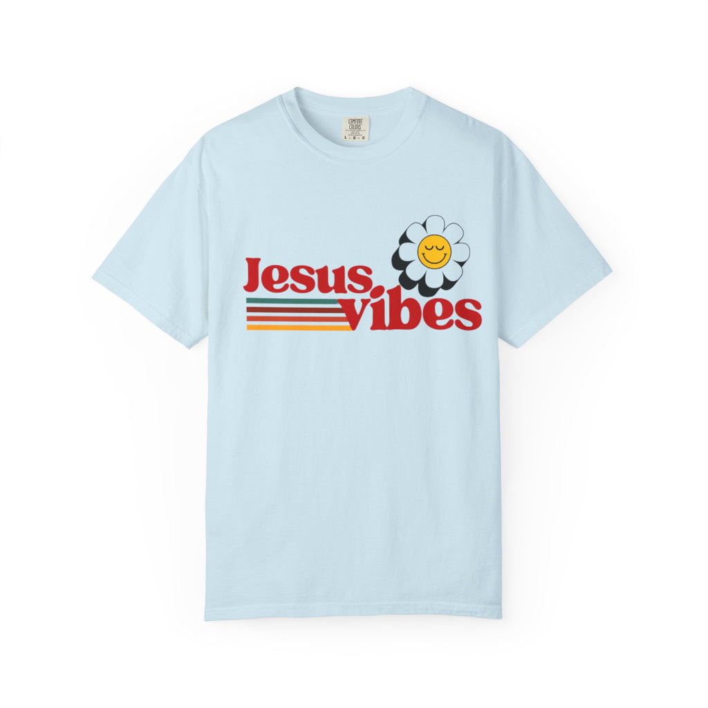 Jesus Vibes T-Shirt – Unisex Garment-Dyed Faith Tee, Christian Summer Shirt, Retro Humor Gift