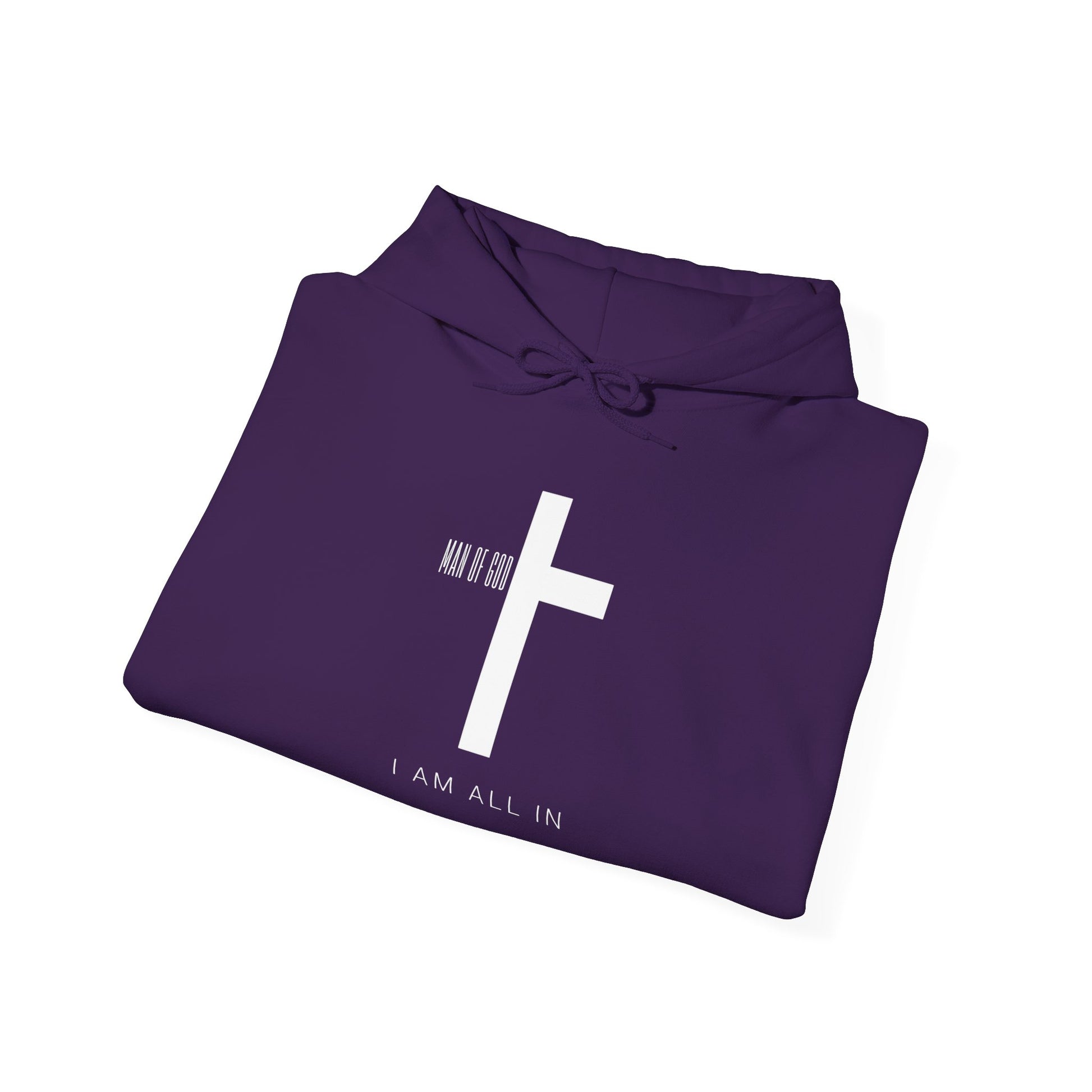 Man of God Hoodie – “I’m All In” Christian Fleece Sweatshirt, Faith Apparel Gift