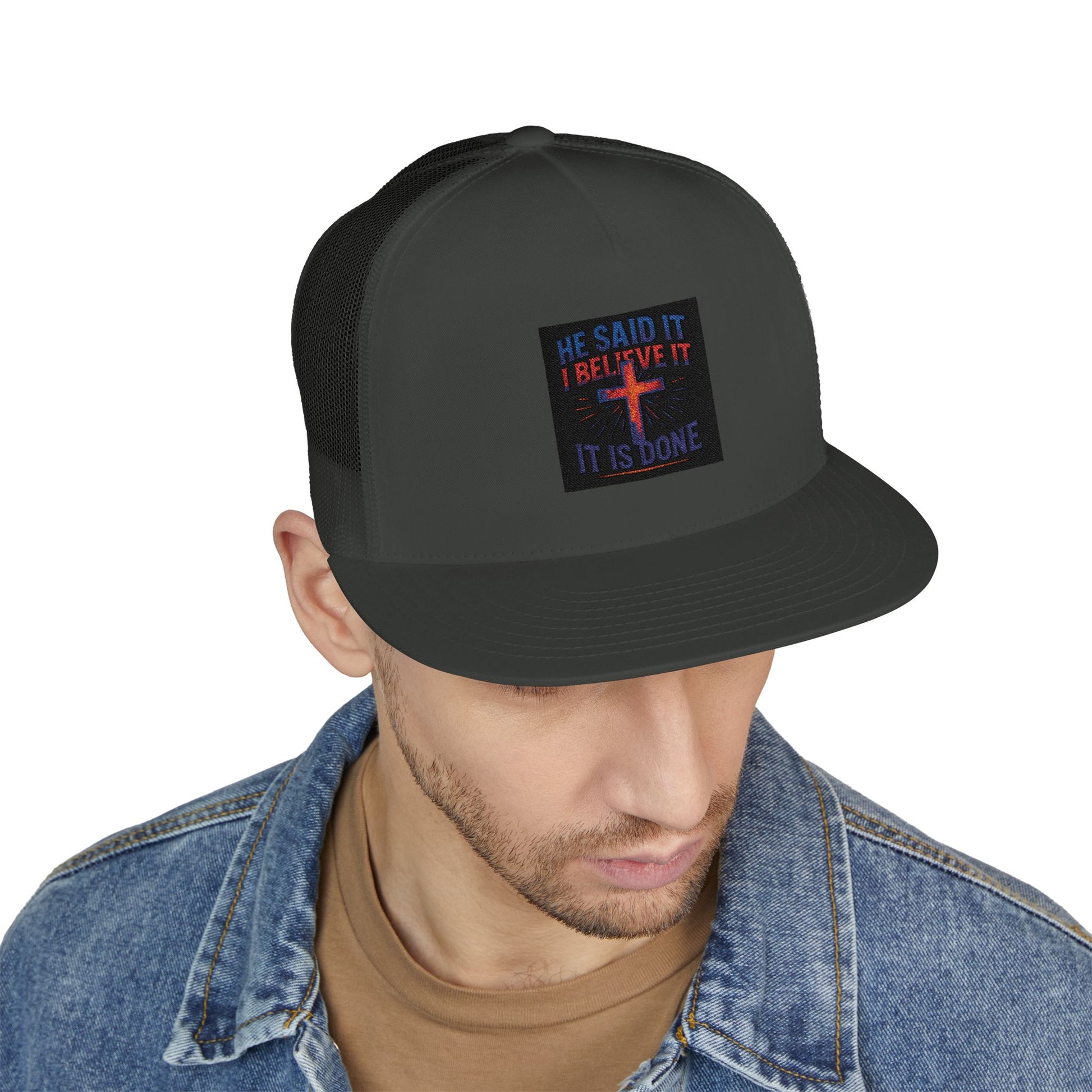 He Said It Embroidered Trucker Cap