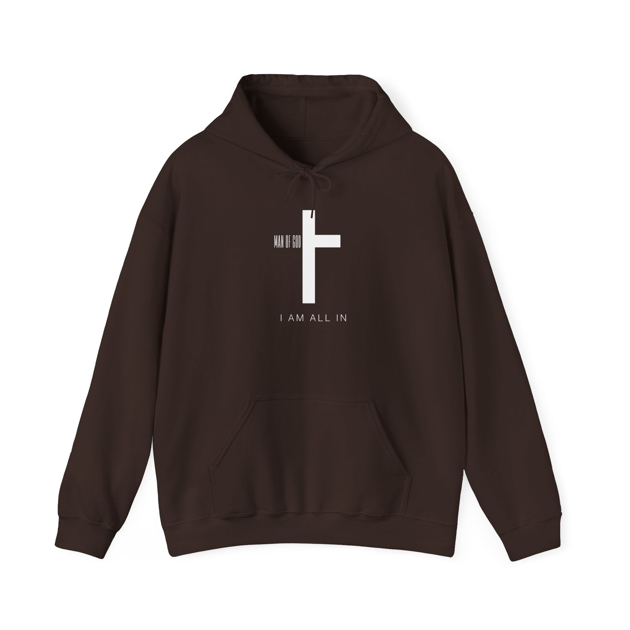 Man of God Hoodie – “I’m All In” Christian Fleece Sweatshirt, Faith Apparel Gift
