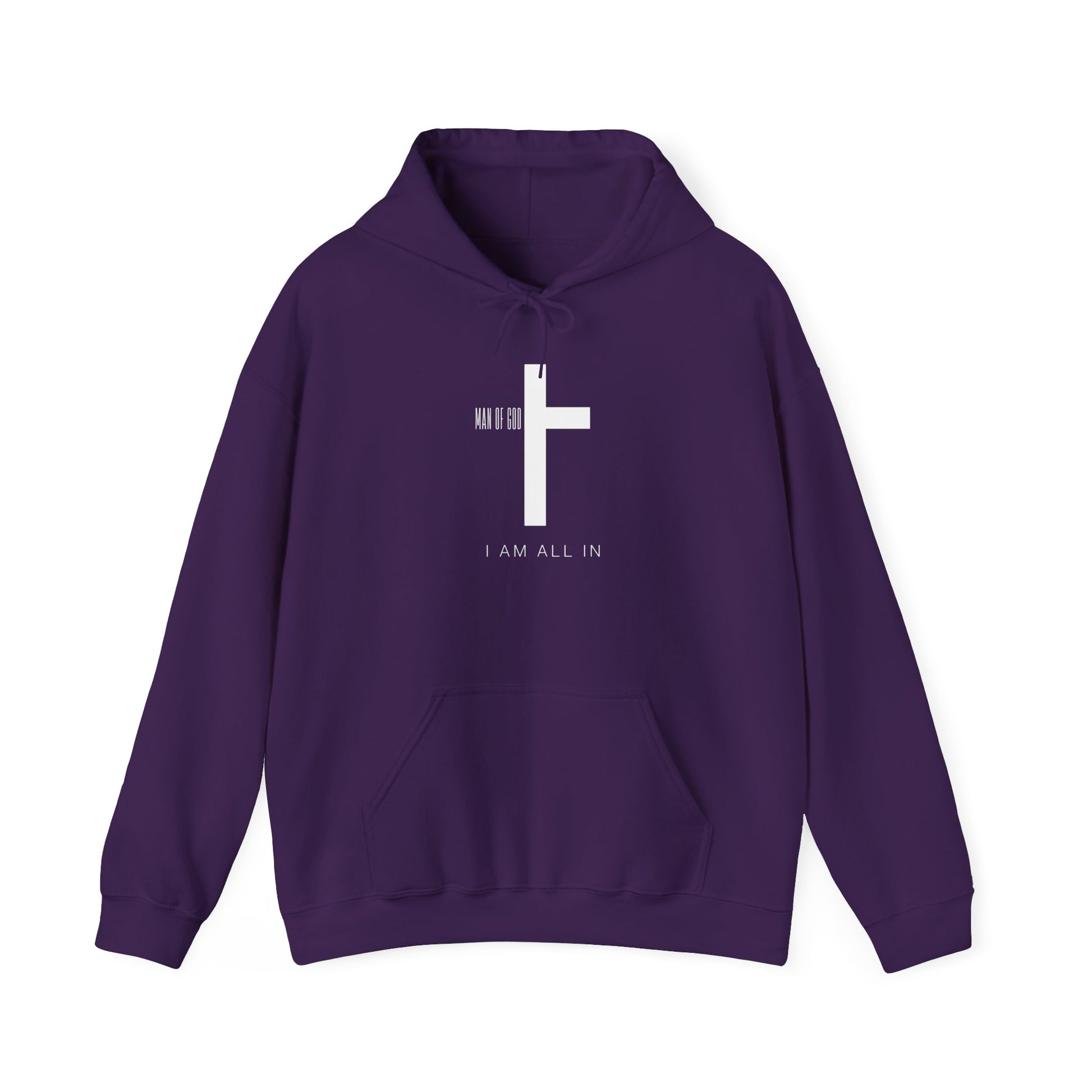 Man of God Hoodie – “I’m All In” Christian Fleece Sweatshirt, Faith Apparel Gift