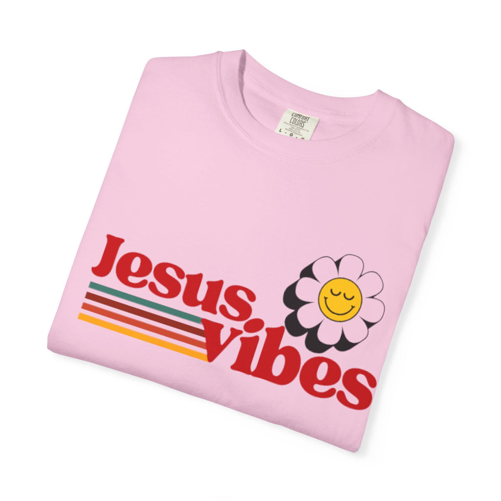 Jesus Vibes T-Shirt – Unisex Garment-Dyed Faith Tee, Christian Summer Shirt, Retro Humor Gift