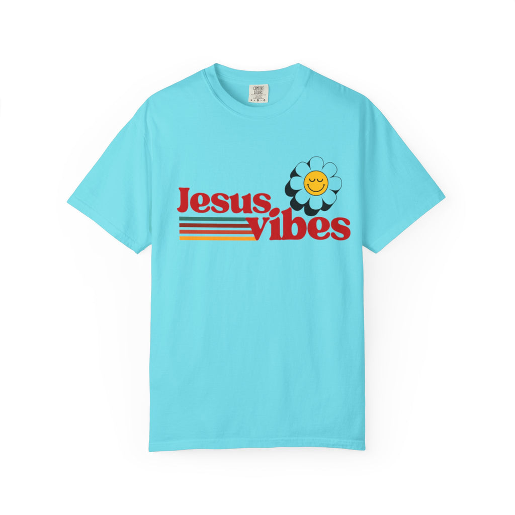 Jesus Vibes T-Shirt – Unisex Garment-Dyed Faith Tee, Christian Summer Shirt, Retro Humor Gift