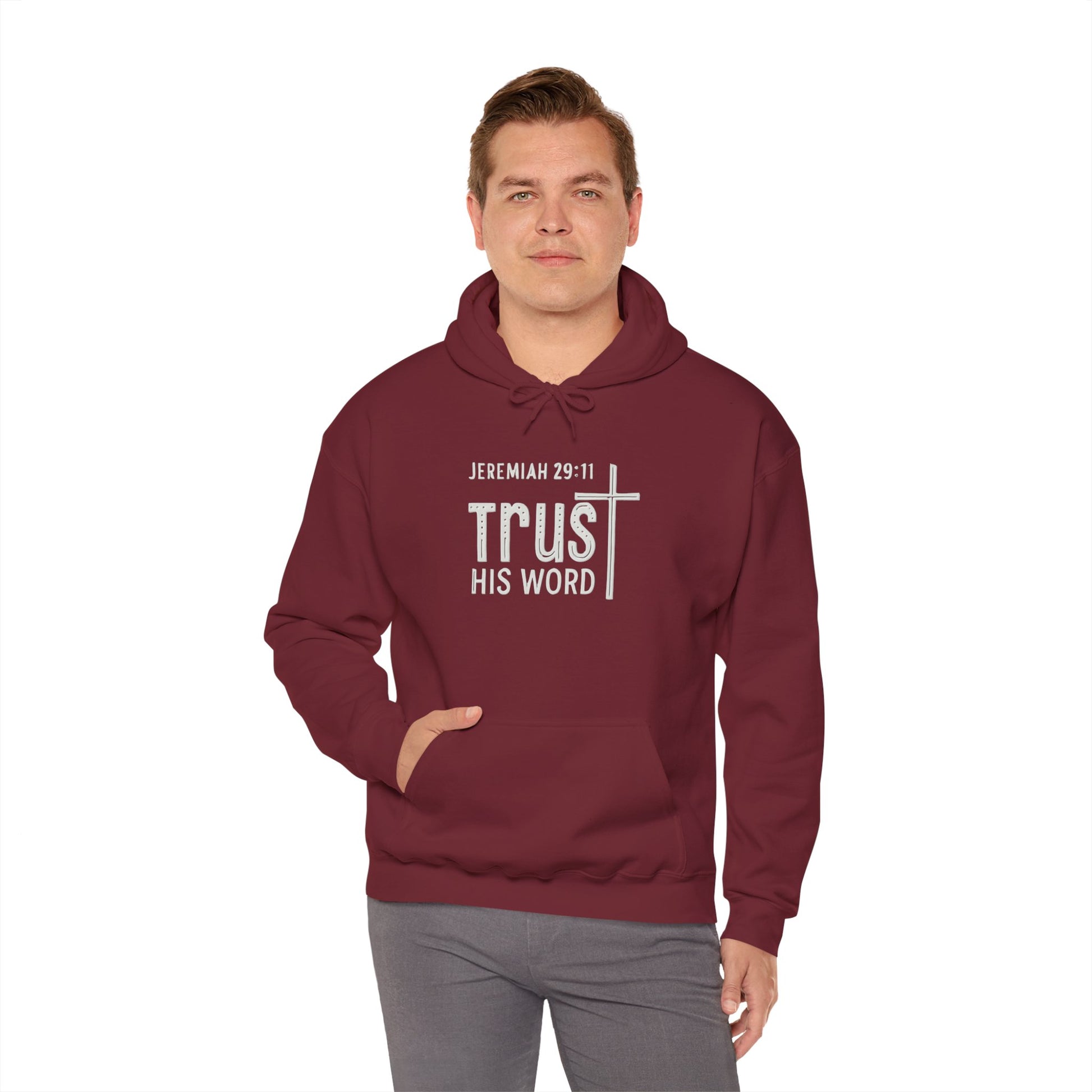 Trust His Words Hoodie – Unisex Christian Faith Sweatshirt