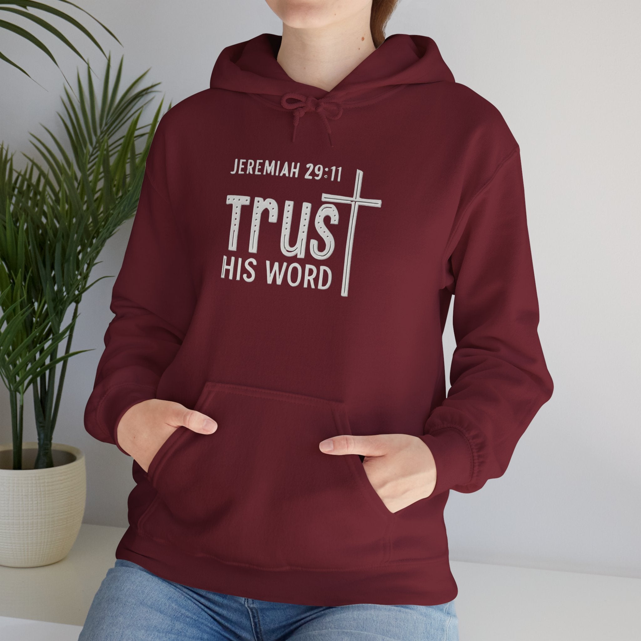 Trust His Words Hoodie – Unisex Christian Faith Sweatshirt