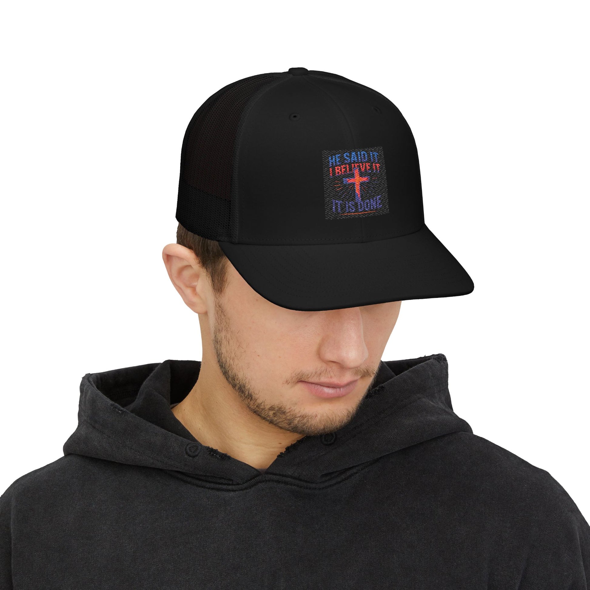 He Said It Embroidered Snapback Trucker Cap