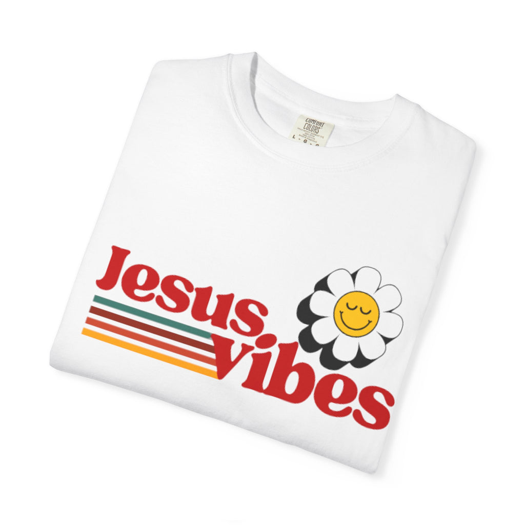 Jesus Vibes T-Shirt – Unisex Garment-Dyed Faith Tee, Christian Summer Shirt, Retro Humor Gift
