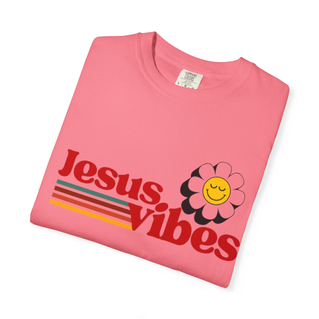 Jesus Vibes T-Shirt – Unisex Garment-Dyed Faith Tee, Christian Summer Shirt, Retro Humor Gift