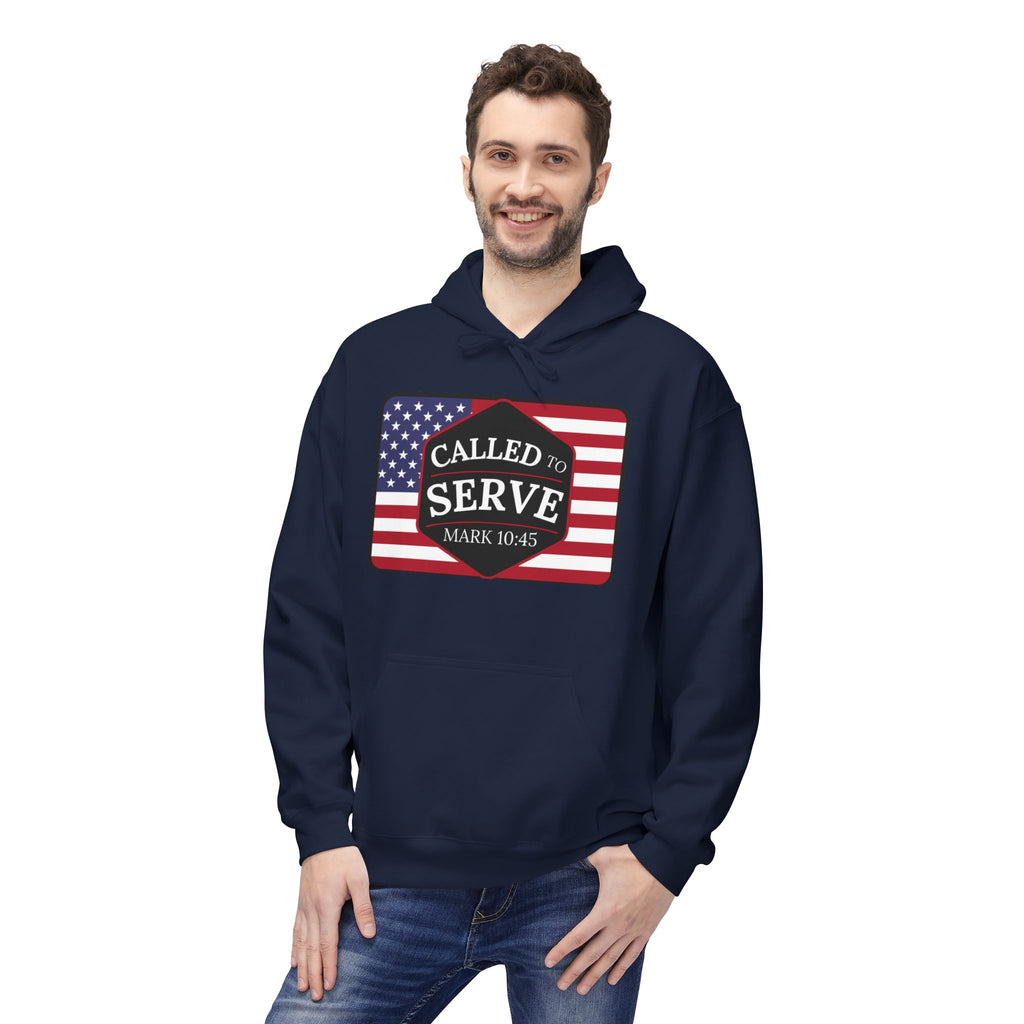 Patriotic Serve Hoodie - Unisex Midweight Fleece, Gift for Veterans, 4th of July Apparel, Inspirational Hoodie, Army Spirit Wear