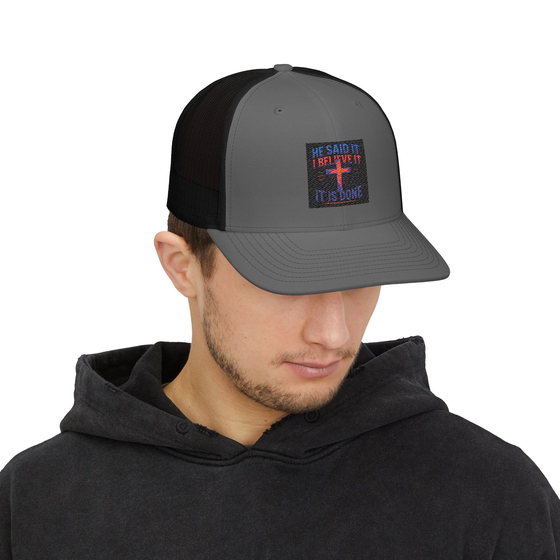 He Said It Embroidered Snapback Trucker Cap