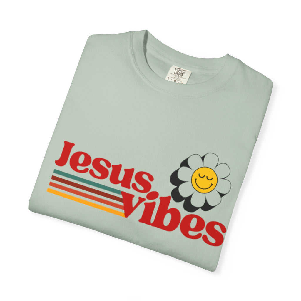 Jesus Vibes T-Shirt – Unisex Garment-Dyed Faith Tee, Christian Summer Shirt, Retro Humor Gift