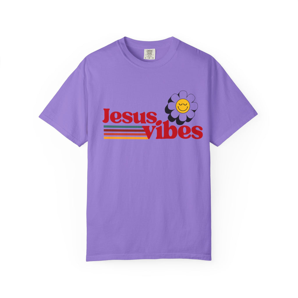 Jesus Vibes T-Shirt – Unisex Garment-Dyed Faith Tee, Christian Summer Shirt, Retro Humor Gift