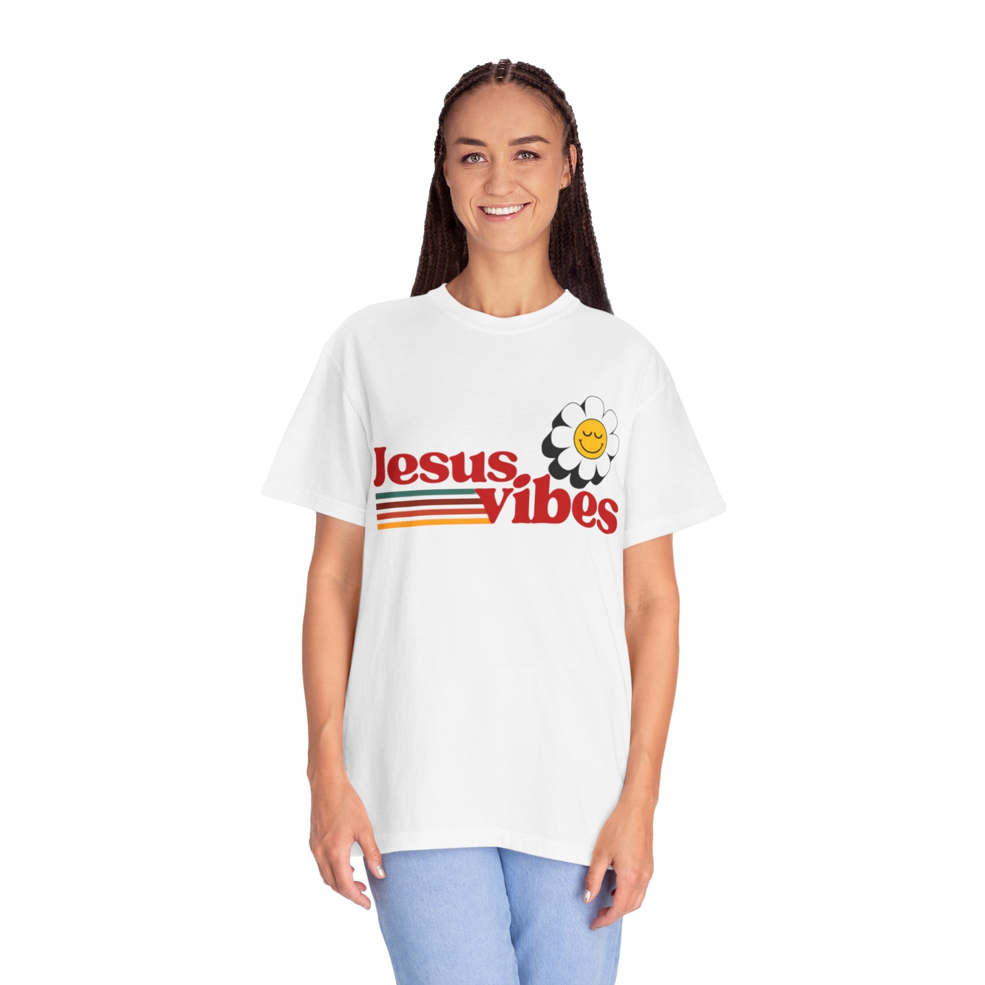 Jesus Vibes T-Shirt – Unisex Garment-Dyed Faith Tee, Christian Summer Shirt, Retro Humor Gift