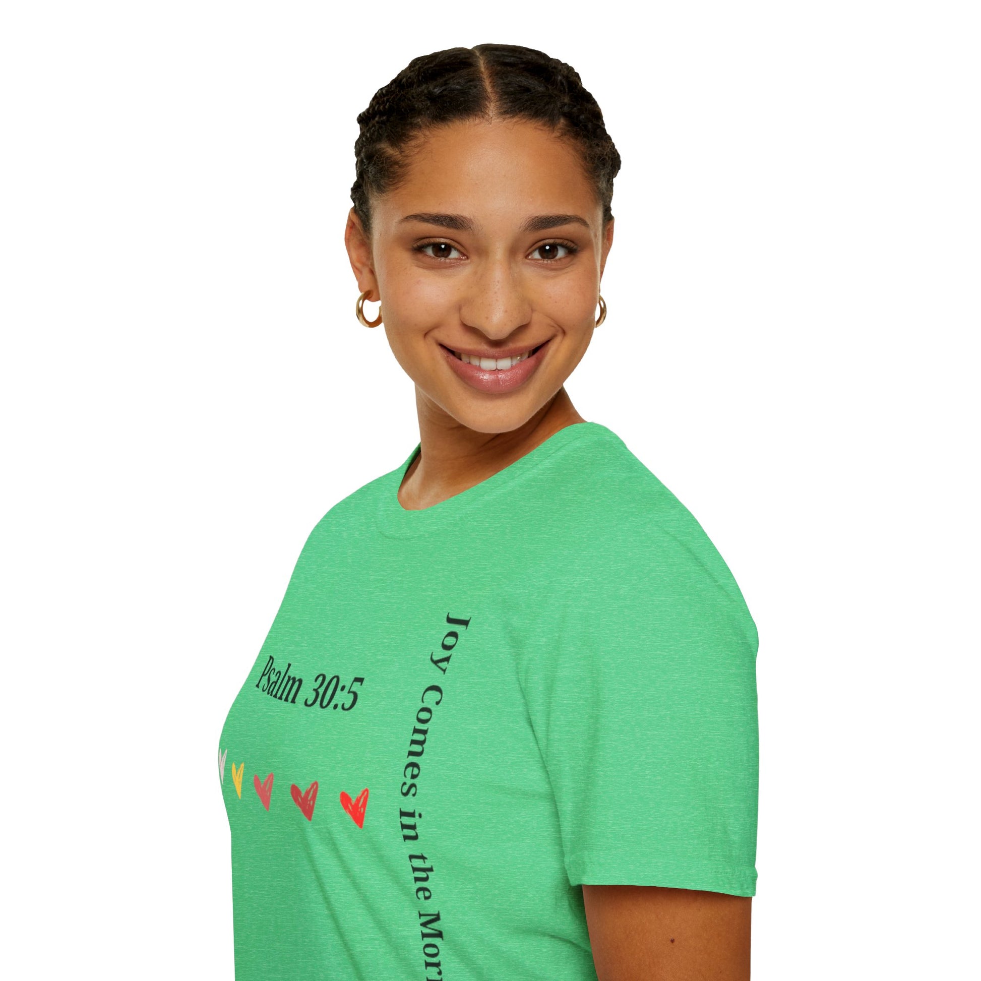 Psalm 30:5 “Joy Comes in the Morning” T-Shirt – Christian Unisex Faith Tee