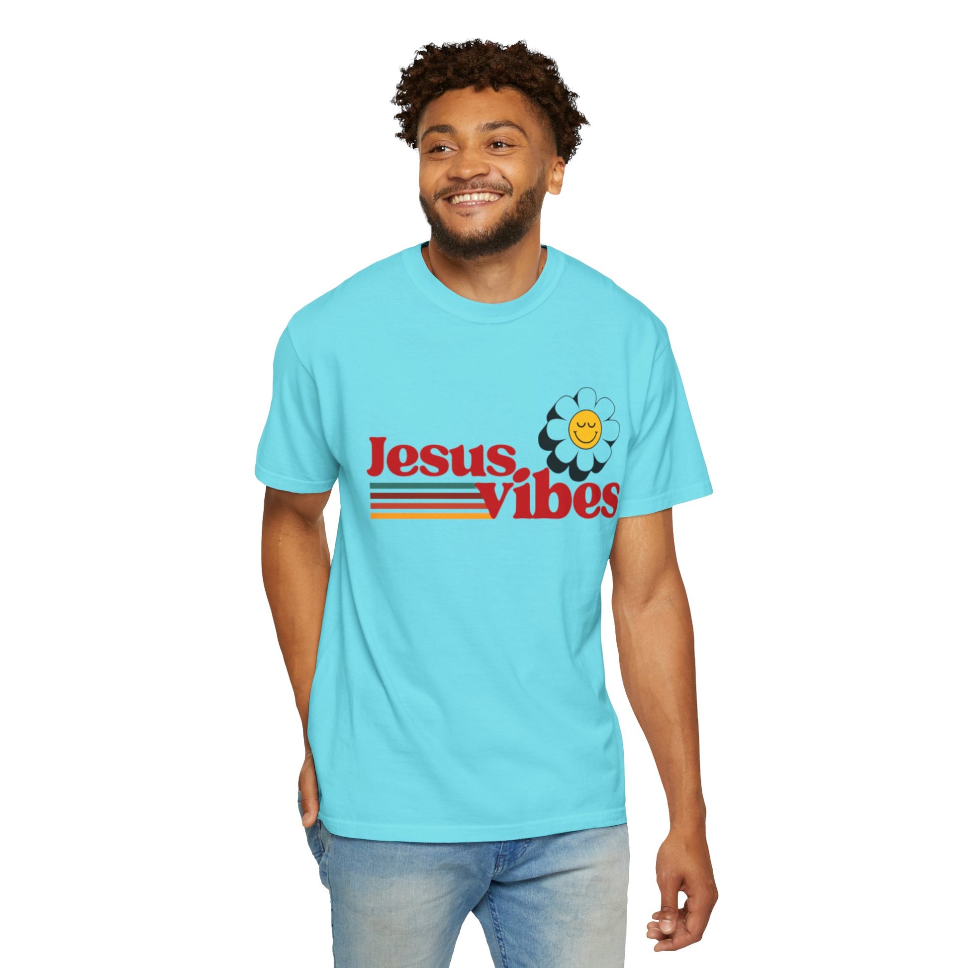 Jesus Vibes T-Shirt – Unisex Garment-Dyed Faith Tee, Christian Summer Shirt, Retro Humor Gift