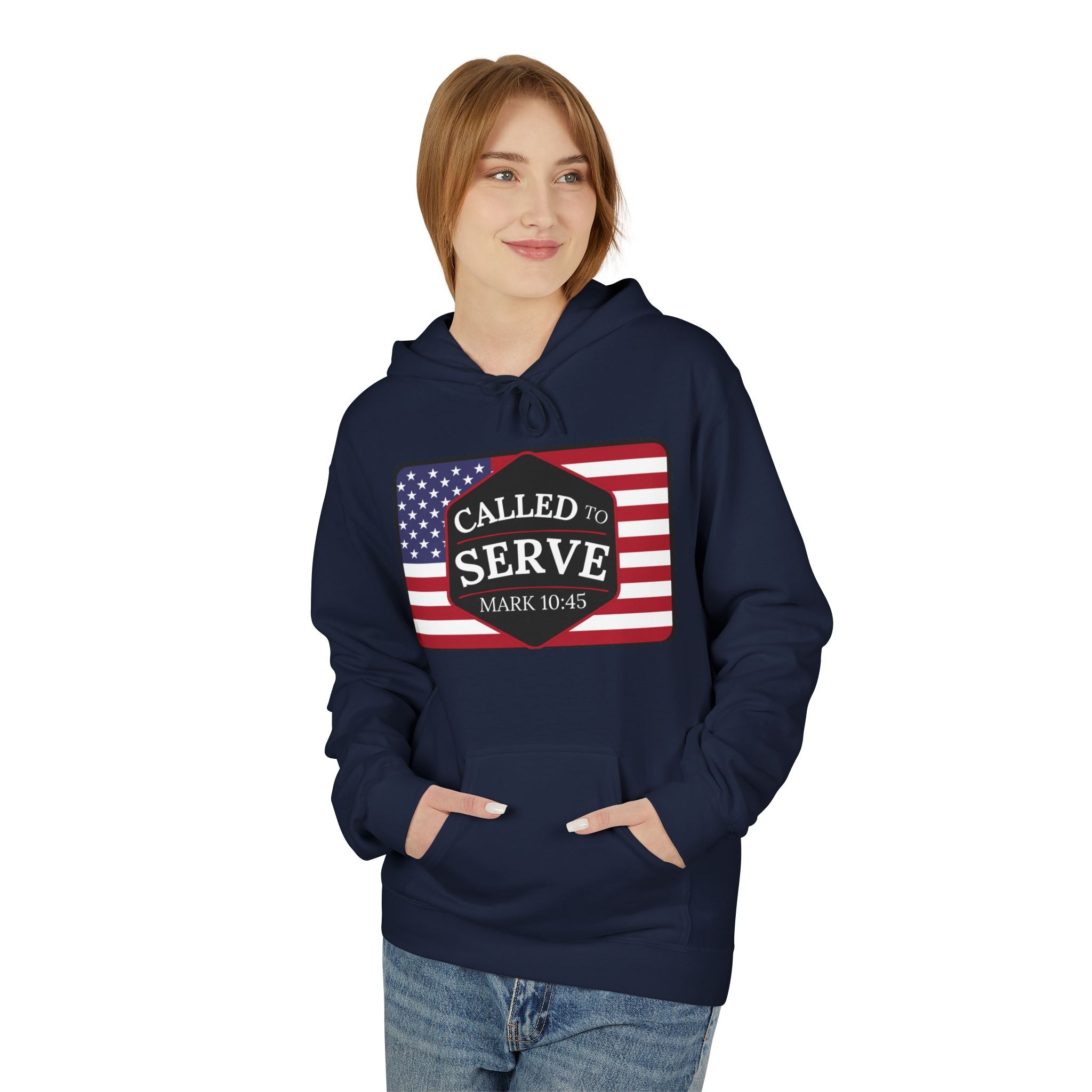 Patriotic Serve Hoodie - Unisex Midweight Fleece, Gift for Veterans, 4th of July Apparel, Inspirational Hoodie, Army Spirit Wear