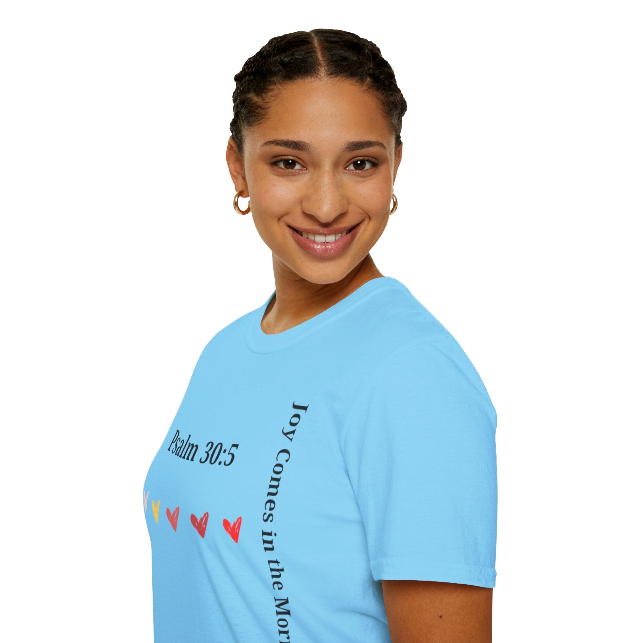 Psalm 30:5 “Joy Comes in the Morning” T-Shirt – Christian Unisex Faith Tee