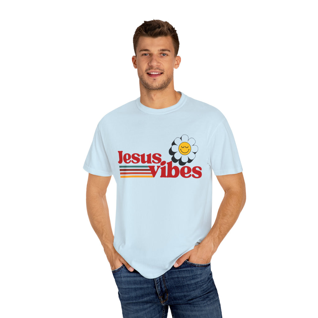 Jesus Vibes T-Shirt – Unisex Garment-Dyed Faith Tee, Christian Summer Shirt, Retro Humor Gift