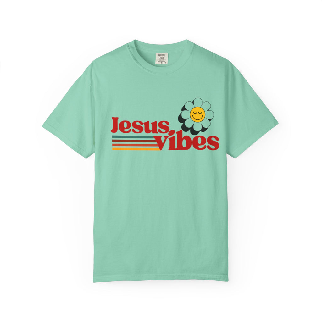 Jesus Vibes T-Shirt – Unisex Garment-Dyed Faith Tee, Christian Summer Shirt, Retro Humor Gift