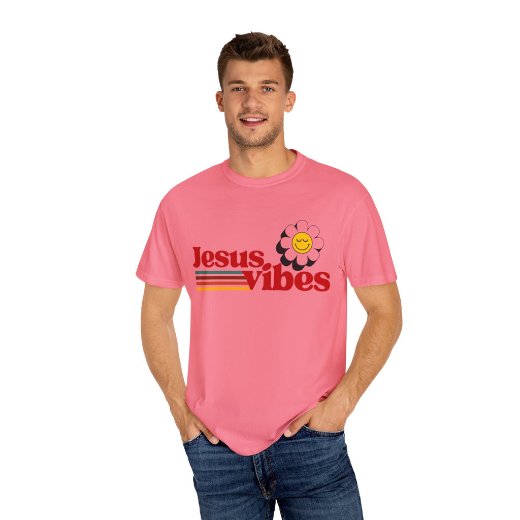 Jesus Vibes T-Shirt – Unisex Garment-Dyed Faith Tee, Christian Summer Shirt, Retro Humor Gift
