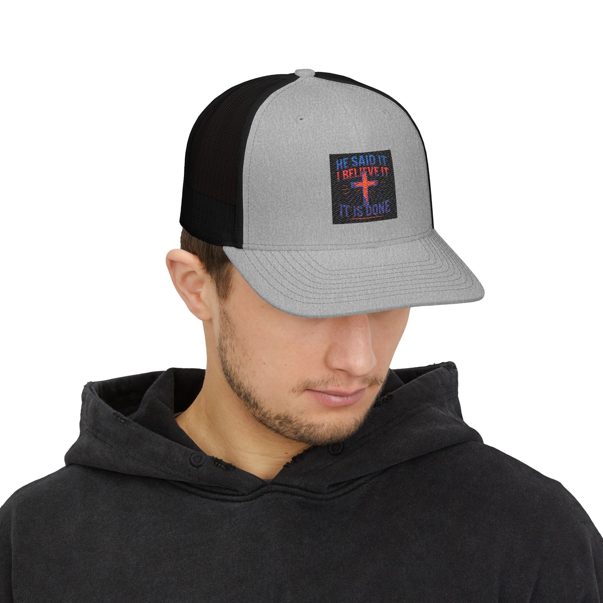 He Said It Embroidered Snapback Trucker Cap