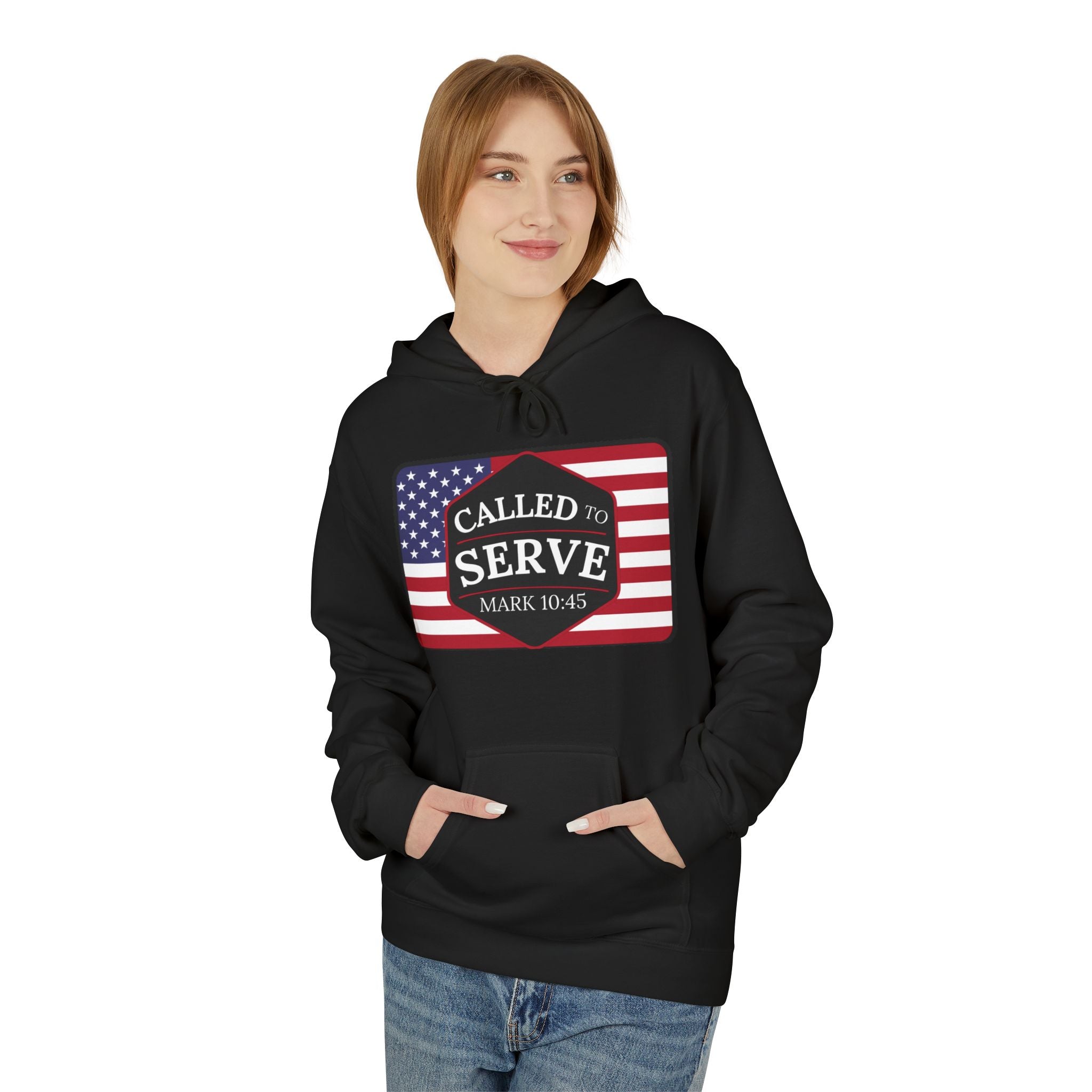 Patriotic Serve Hoodie - Unisex Midweight Fleece, Gift for Veterans, 4th of July Apparel, Inspirational Hoodie, Army Spirit Wear