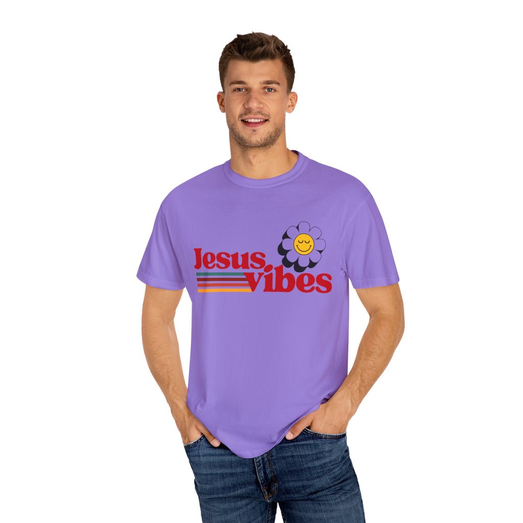 Jesus Vibes T-Shirt – Unisex Garment-Dyed Faith Tee, Christian Summer Shirt, Retro Humor Gift